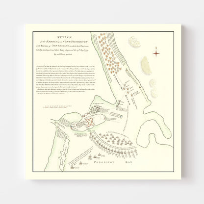 Vintage Map of Fort Penobscot, Maine, 1785