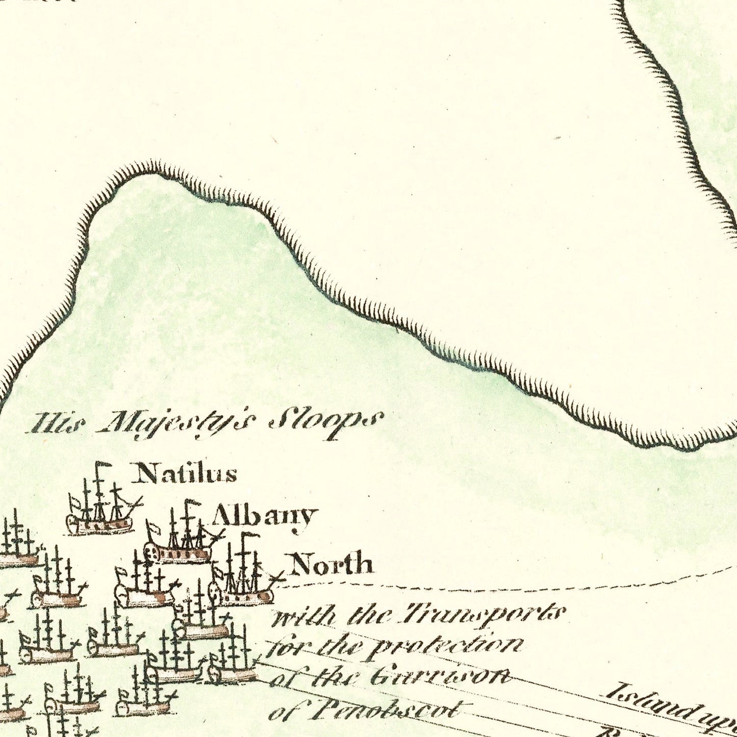 Vintage Map of Fort Penobscot, Maine, 1785