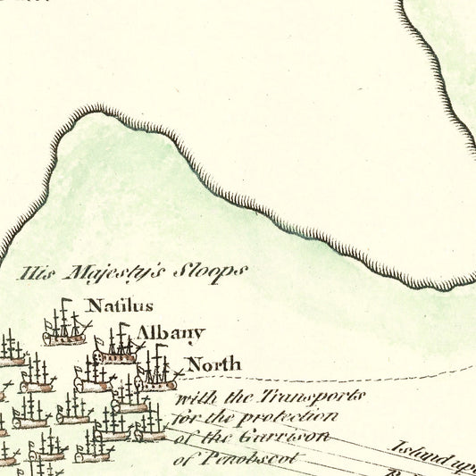 Vintage Map of Fort Penobscot, Maine, 1785