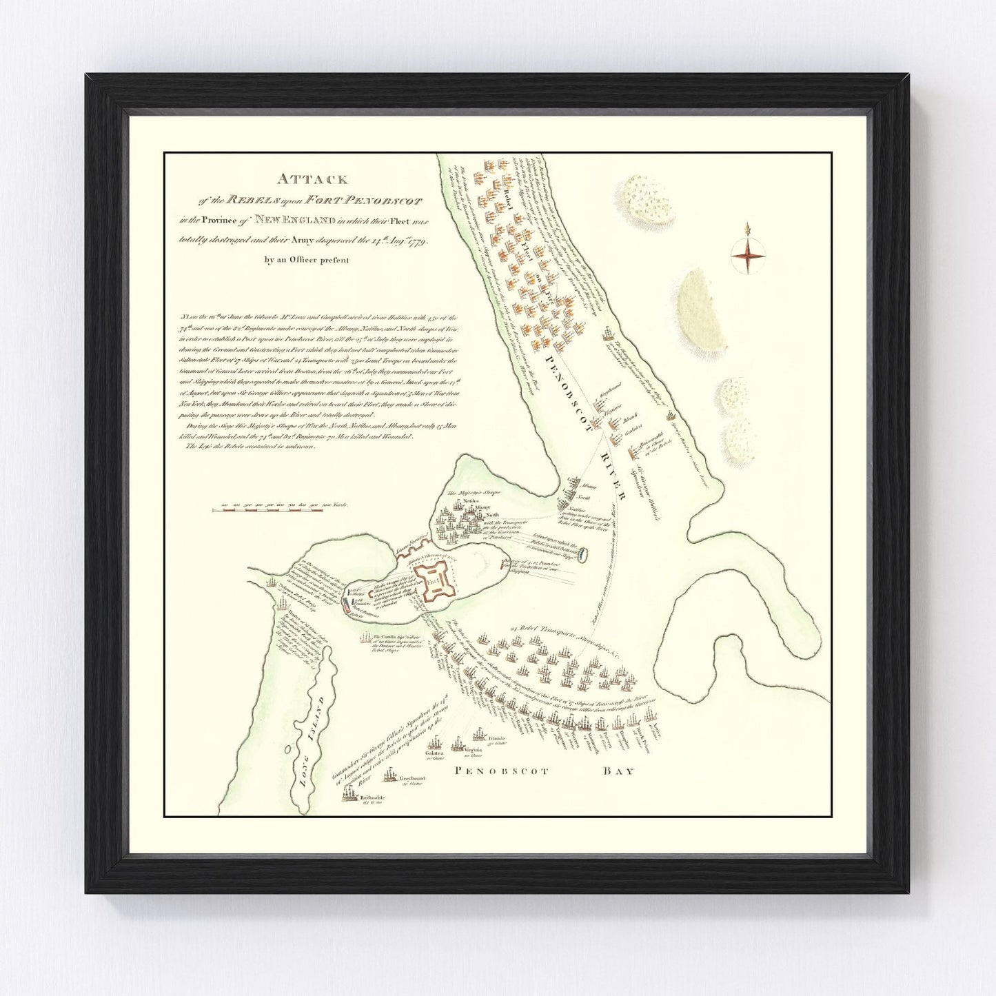 Vintage map of Fort Penobscot, Maine, 1785