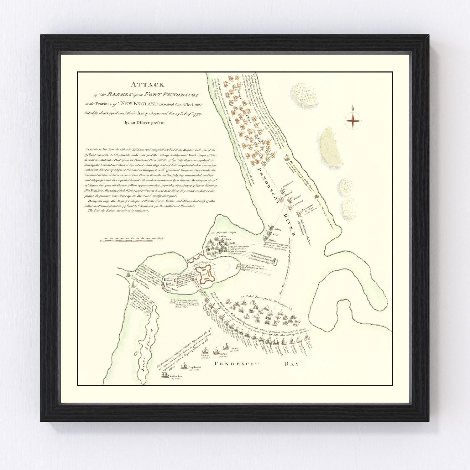 Vintage map of Fort Penobscot, Maine, 1785