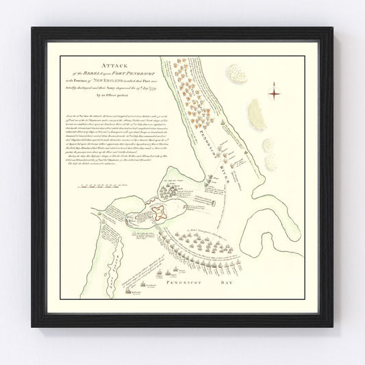 Vintage map of Fort Penobscot, Maine, 1785