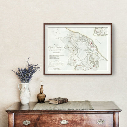 Vintage Battle of Yorktown Map 1787