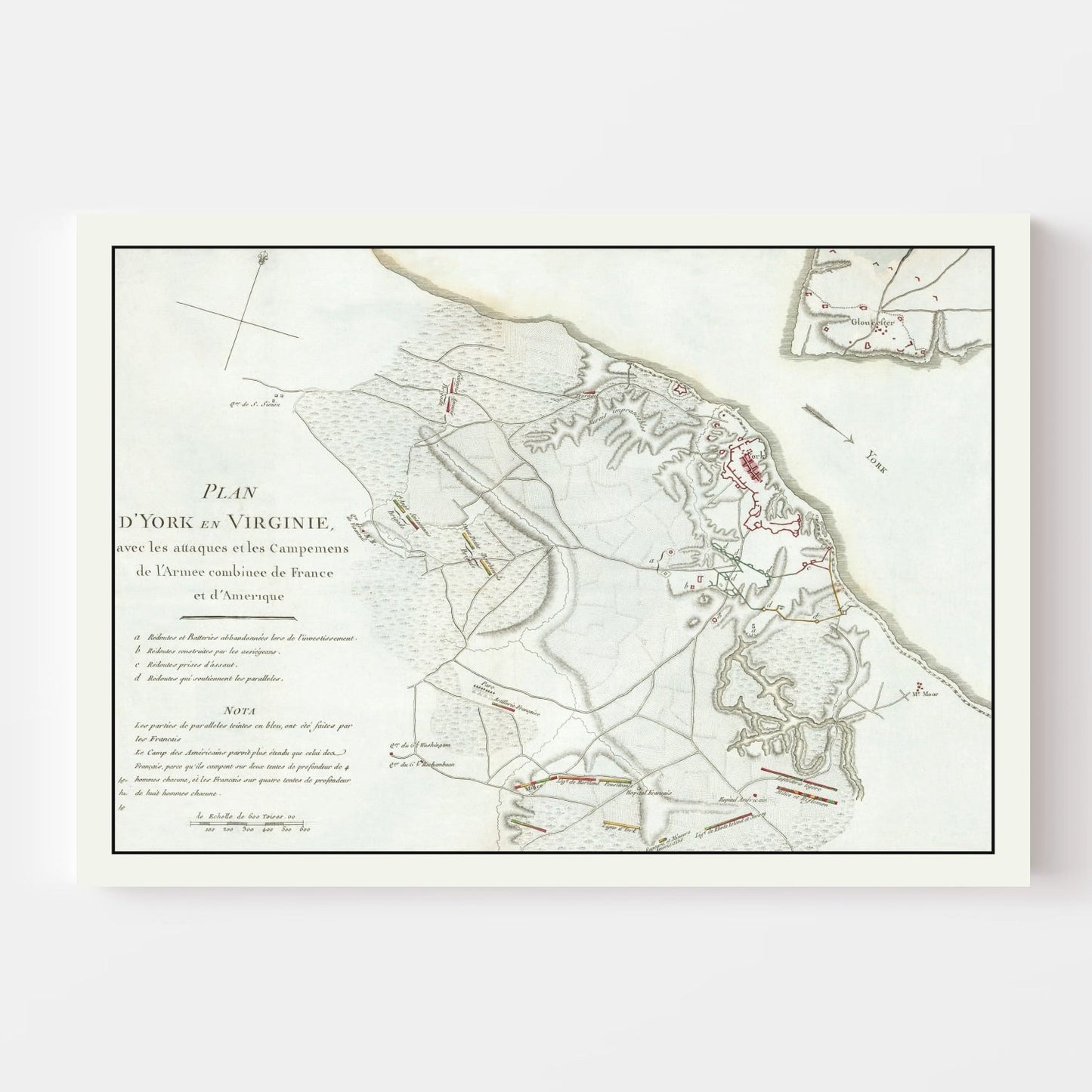Battle of Yorktown Vintage Map, 1787