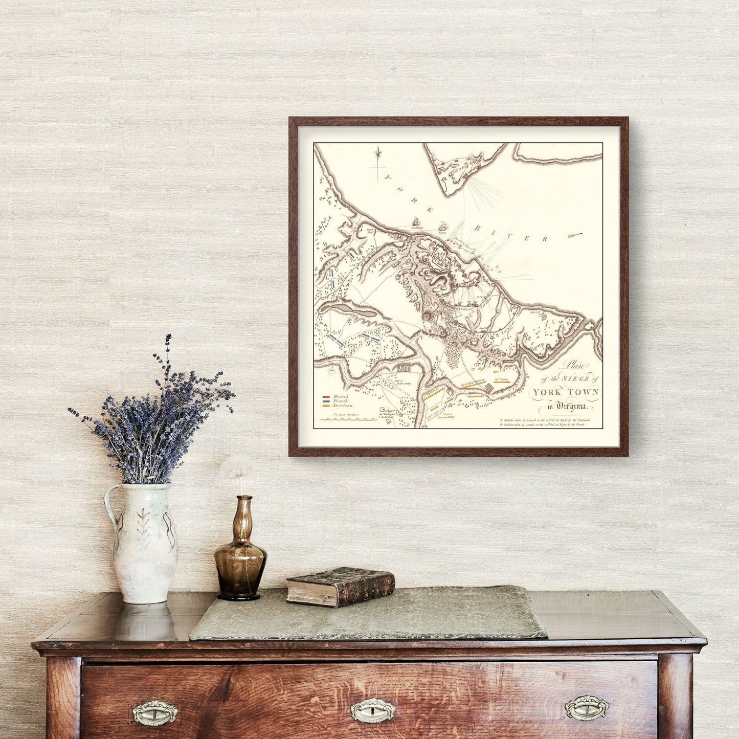 Vintage Siege of Yorktown Map, 1787