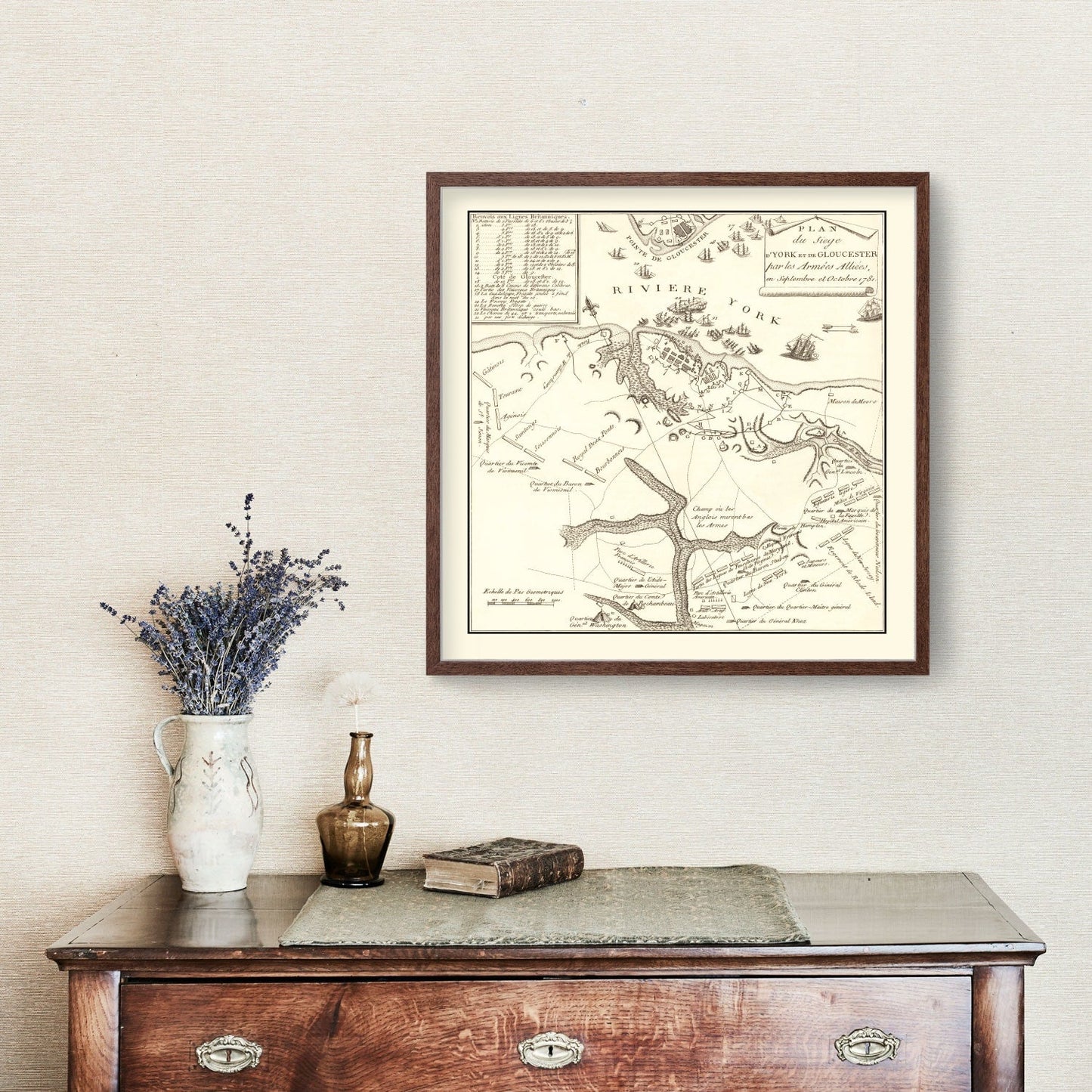 Vintage Map of the Siege of Gloucester, Virginia, 1787