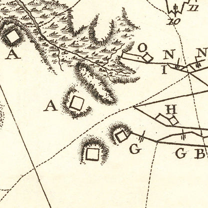Vintage Map of the Siege of Gloucester, Virginia, 1787