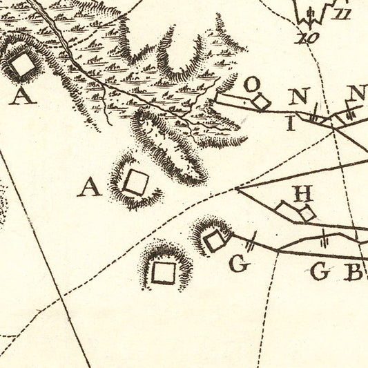 Vintage Map of the Siege of Gloucester, Virginia, 1787