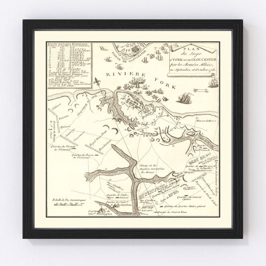vintage map of the siege of Gloucester, Virginia, 1787