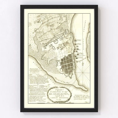 vintage map of the siege of Charleston, 1787