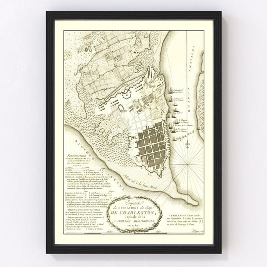 vintage map of the siege of Charleston, 1787