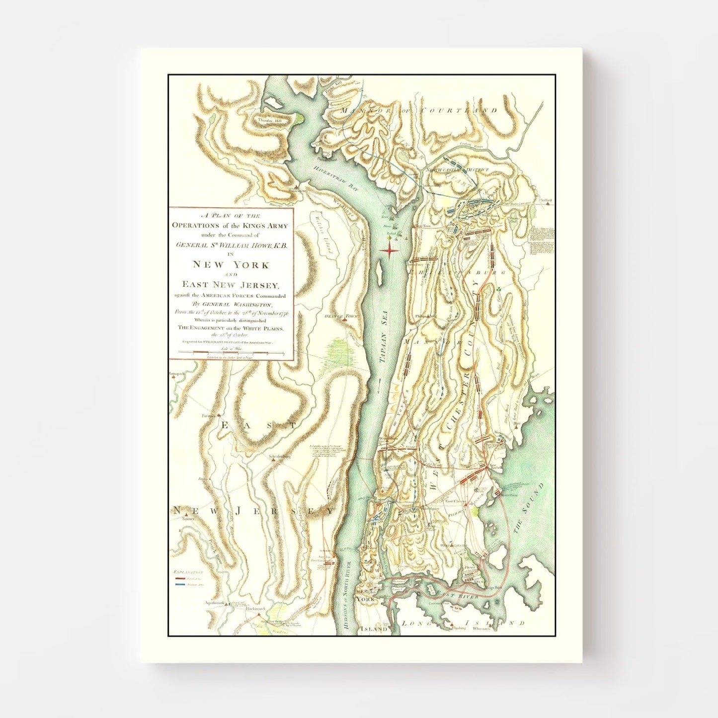 Vintage New York and East New Jersey War Map, 1793