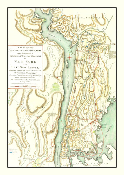 Vintage New York and East New Jersey War Map, 1793
