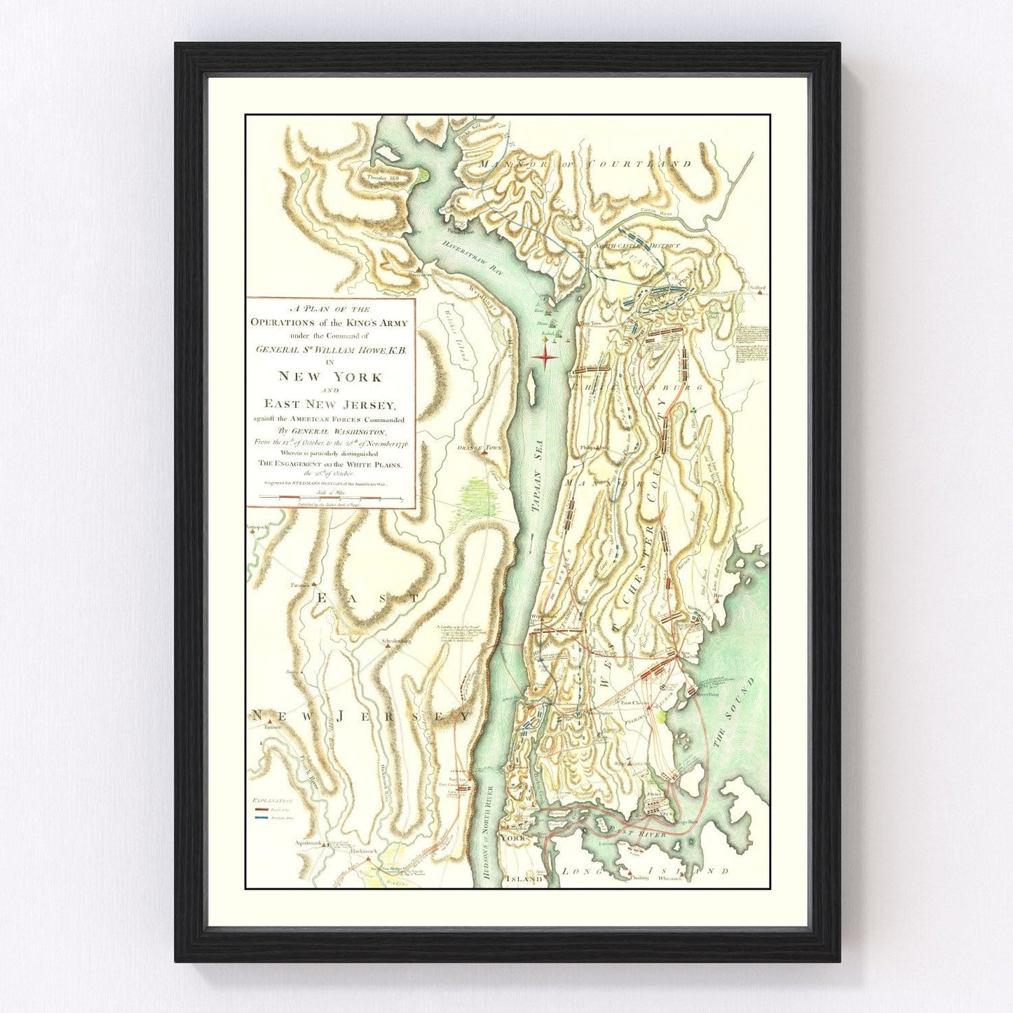 vintage New York and East New Jersey war map, 1793