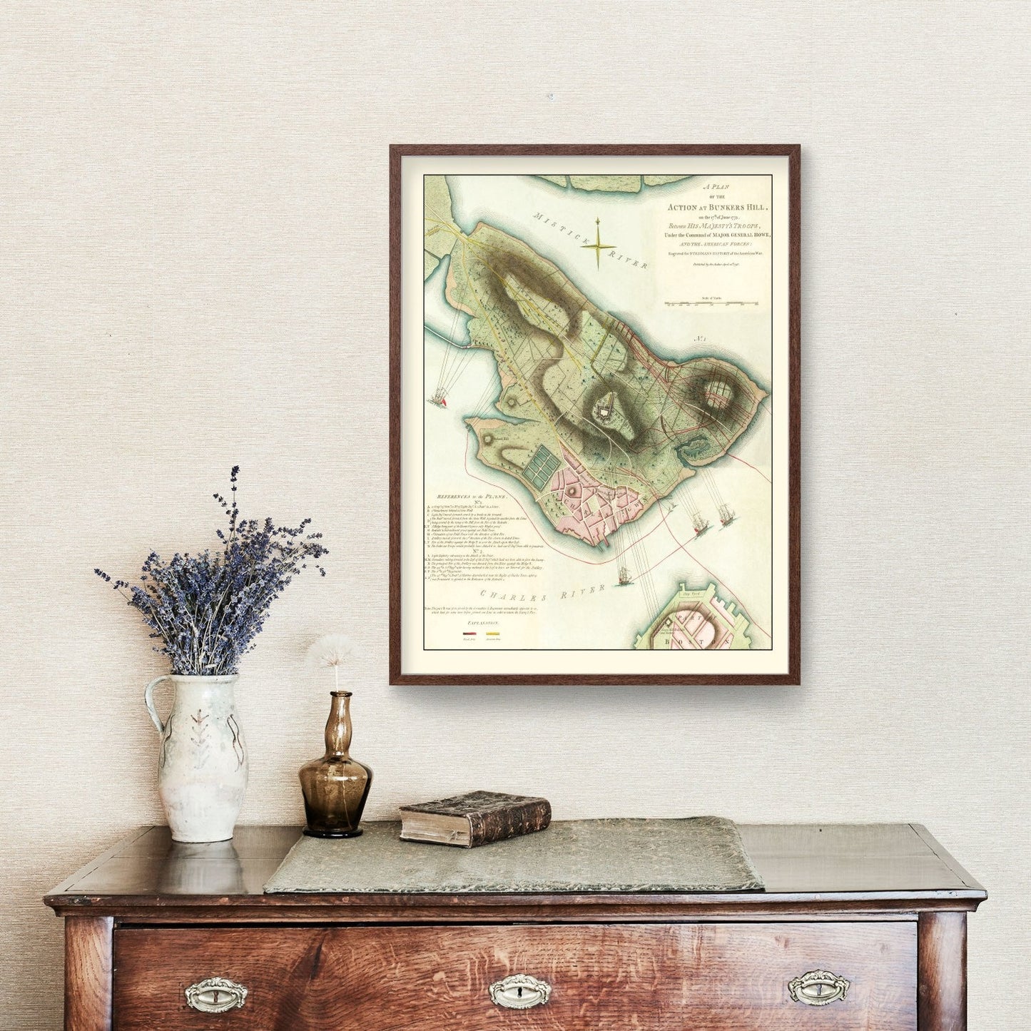 Vintage Map of the Battle of Bunker Hill, 1793