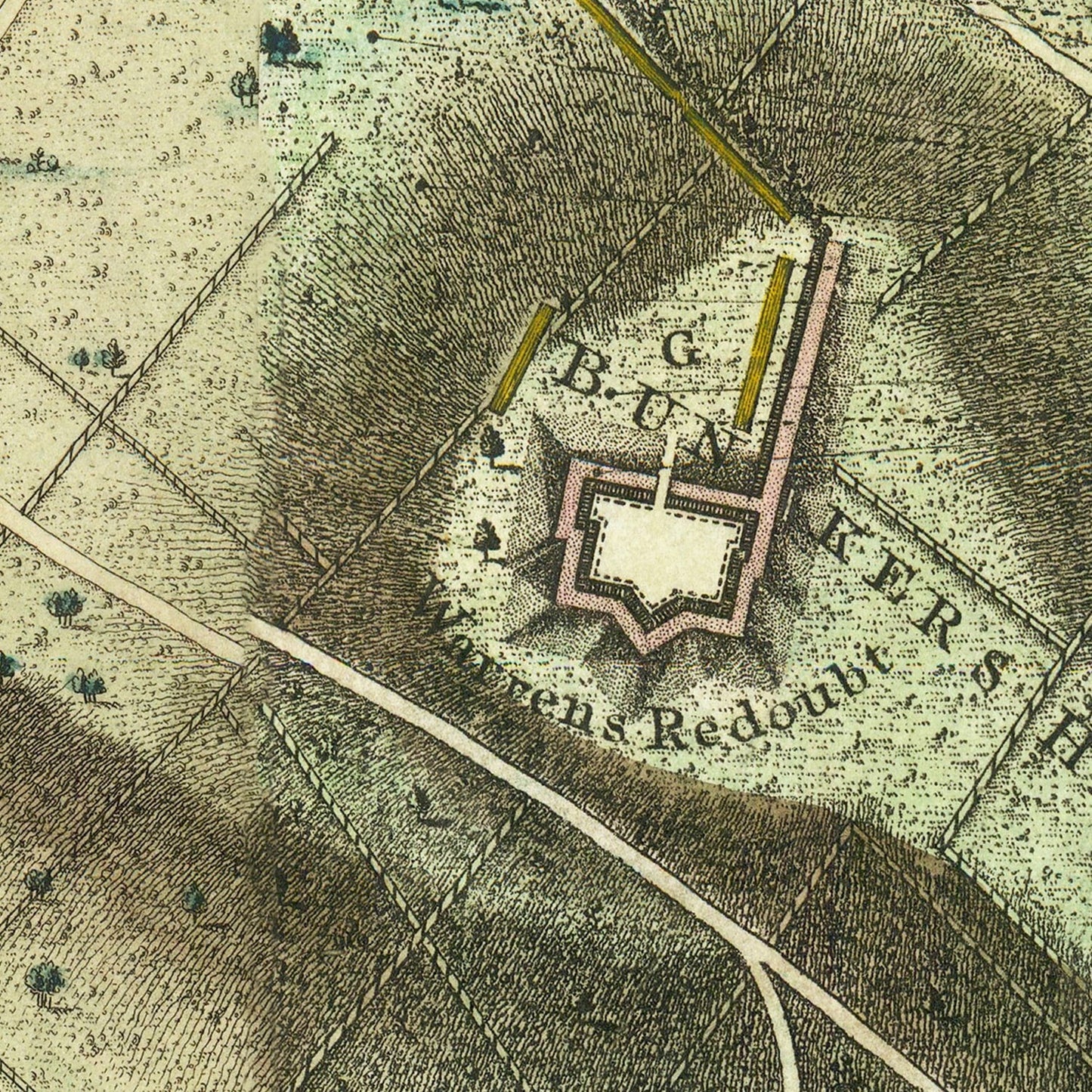 Vintage Map of the Battle of Bunker Hill, 1793