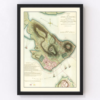 Vintage map of the Battle of Bunker Hill, 1793 - retrospective Revolutionary War cartography