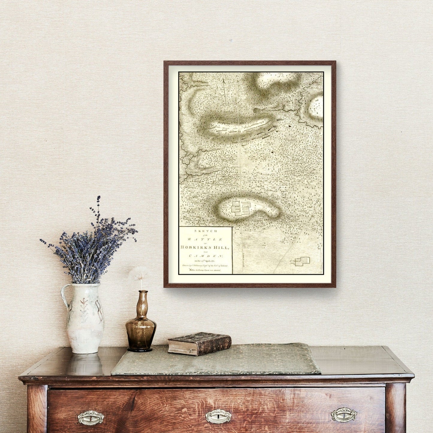 Vintage Battle of Hobkirk's Hill Map, 1794