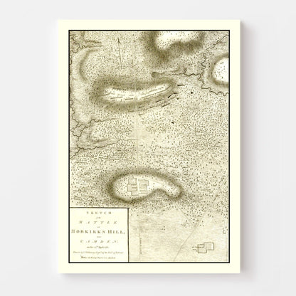Vintage Battle of Hobkirk's Hill Map, 1794