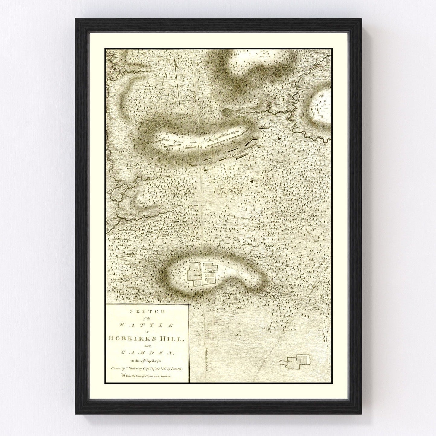Vintage map of the Battle of Hobkirk's Hill, Revolutionary War, 1794