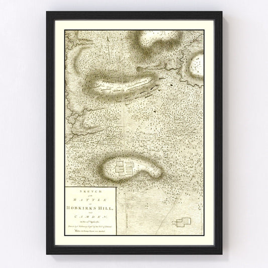 Vintage map of the Battle of Hobkirk's Hill, Revolutionary War, 1794