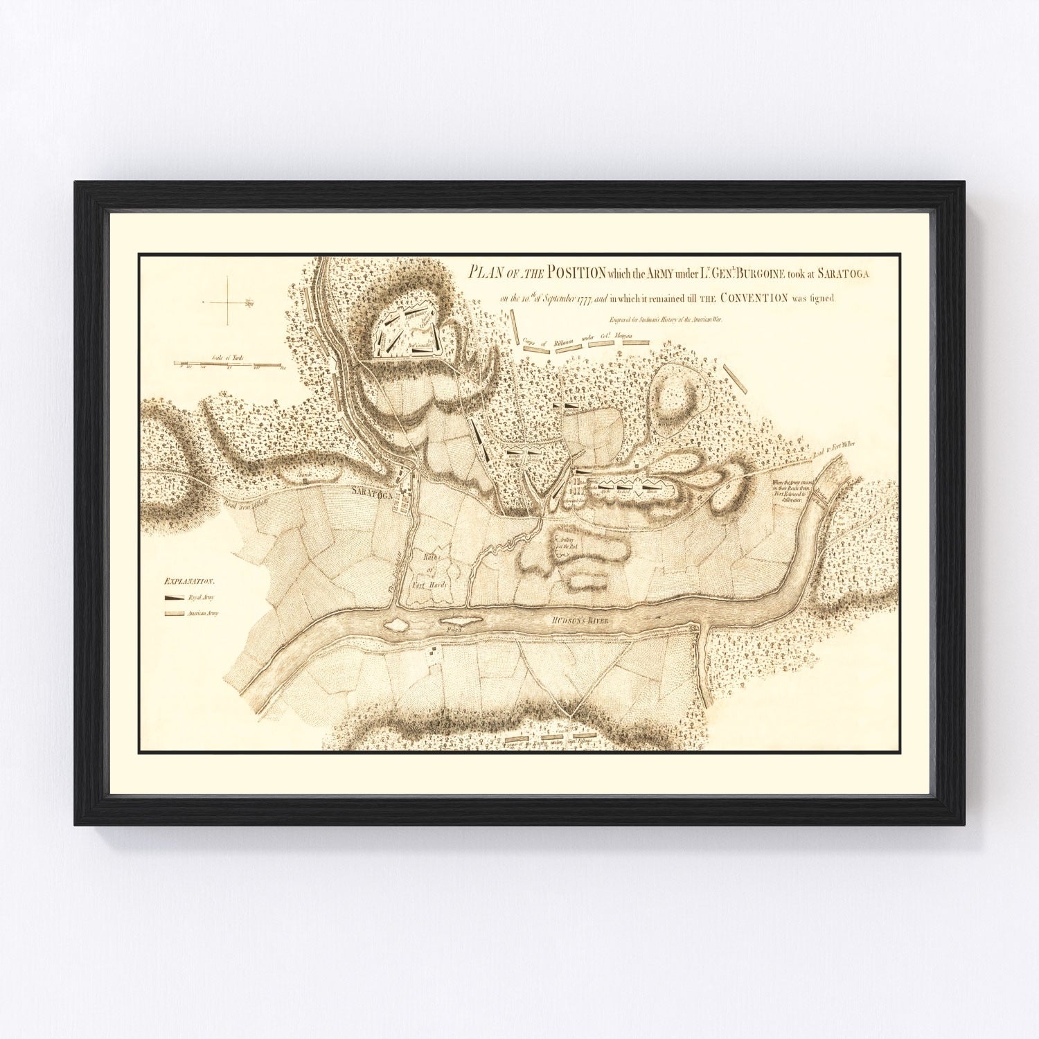Vintage map of the Battle of Saratoga, 1794