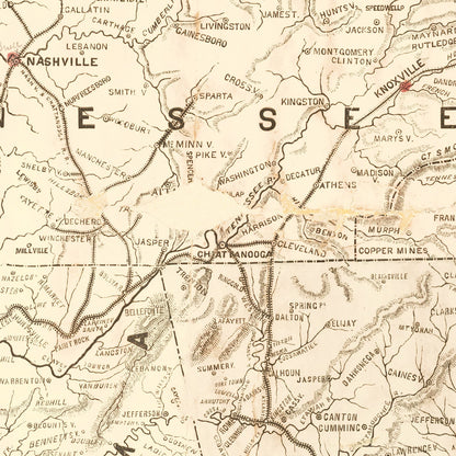 Vintage Military Map of the Southern United States, 1861