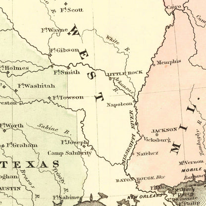 Vintage Military Map of the Southern Harbors, 1861