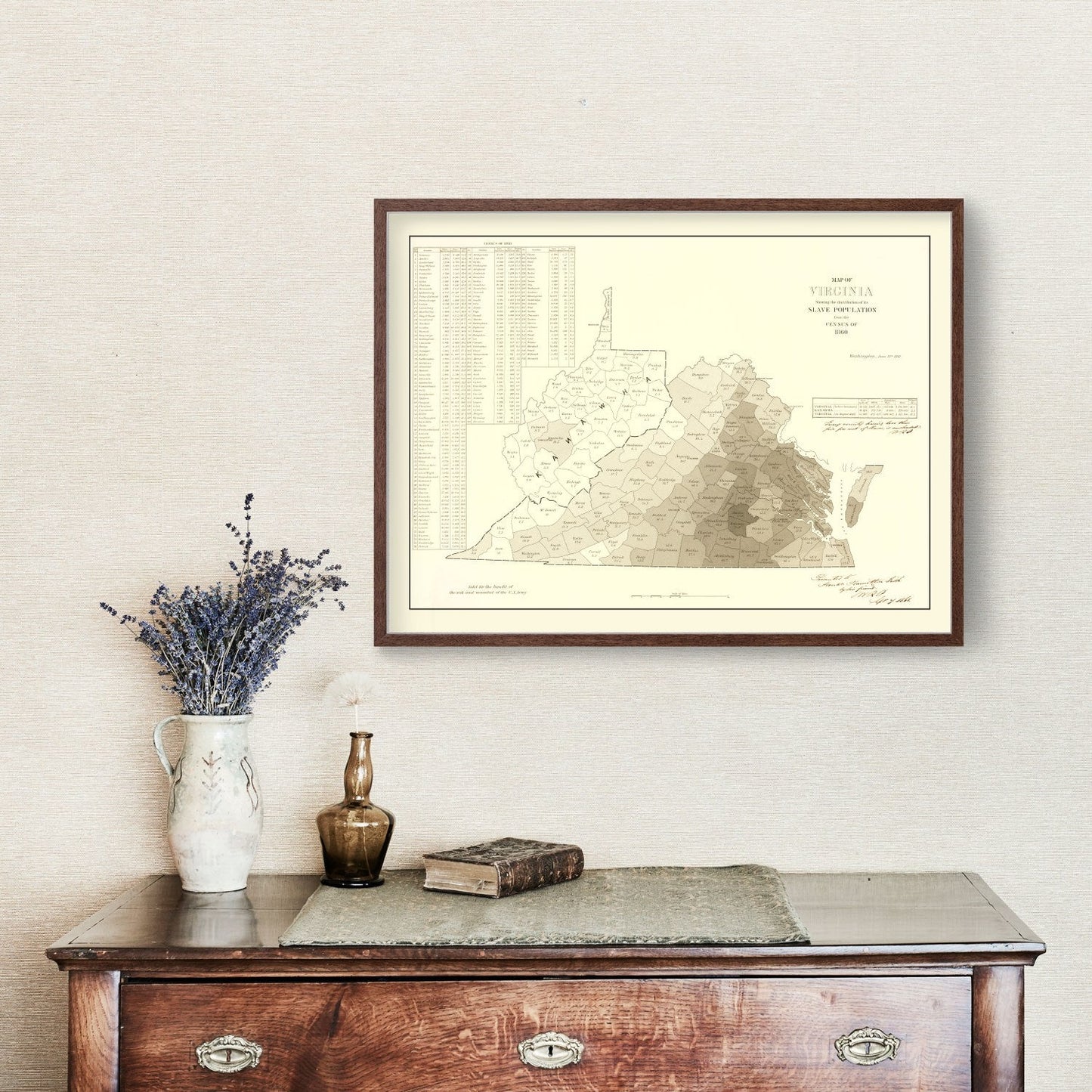 Vintage Virginia Abolitionist Map, 1861