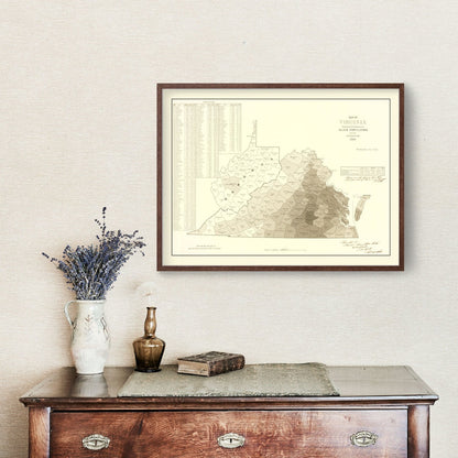 Vintage Virginia Abolitionist Map, 1861