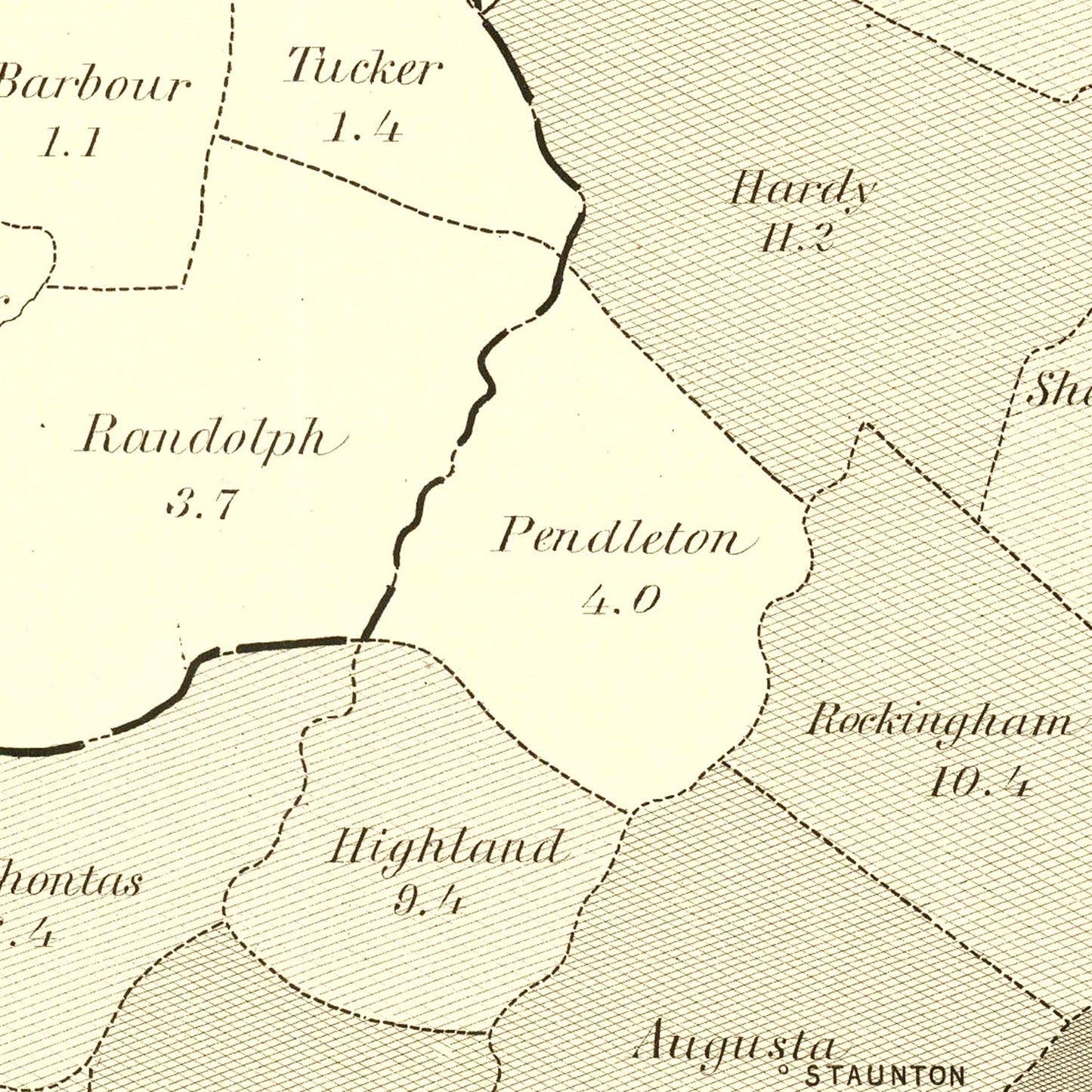 Vintage Virginia Abolitionist Map, 1861