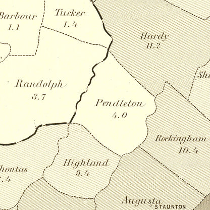 Vintage Virginia Abolitionist Map, 1861