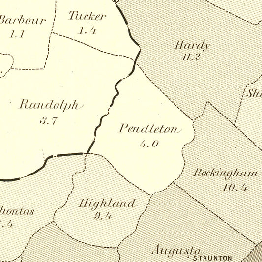 Vintage Virginia Abolitionist Map, 1861