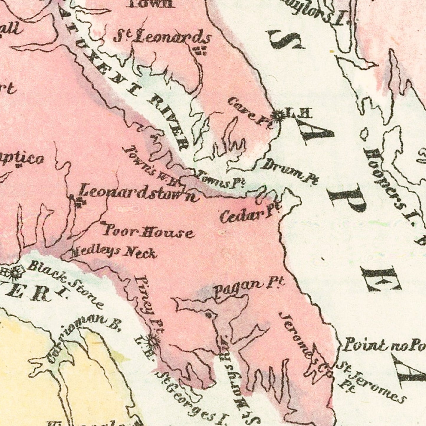 Vintage Fortress Monroe, Virginia Map, 1861