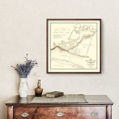 Vintage Map of Rebel Fortifications at Columbus, Kentucky 1862