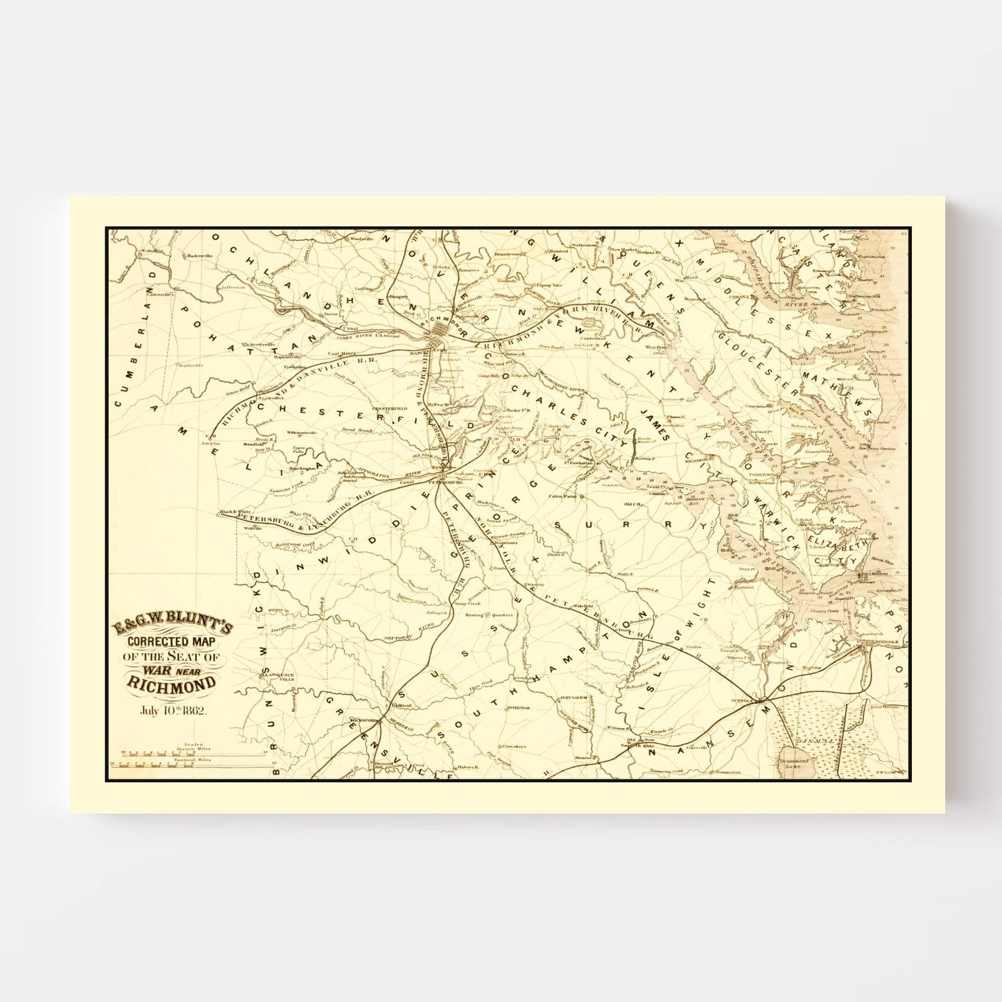 Vintage Seat of War Near Richmond, Virginia, 1862