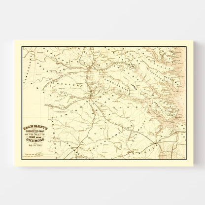 Vintage Seat of War Near Richmond, Virginia, 1862