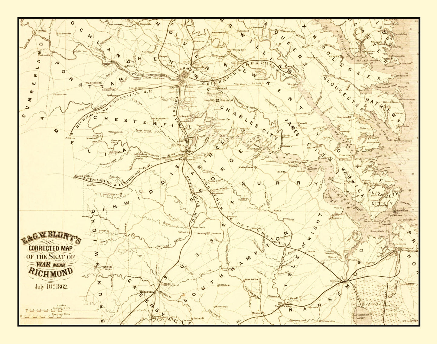 Vintage Seat of War Near Richmond, Virginia, 1862