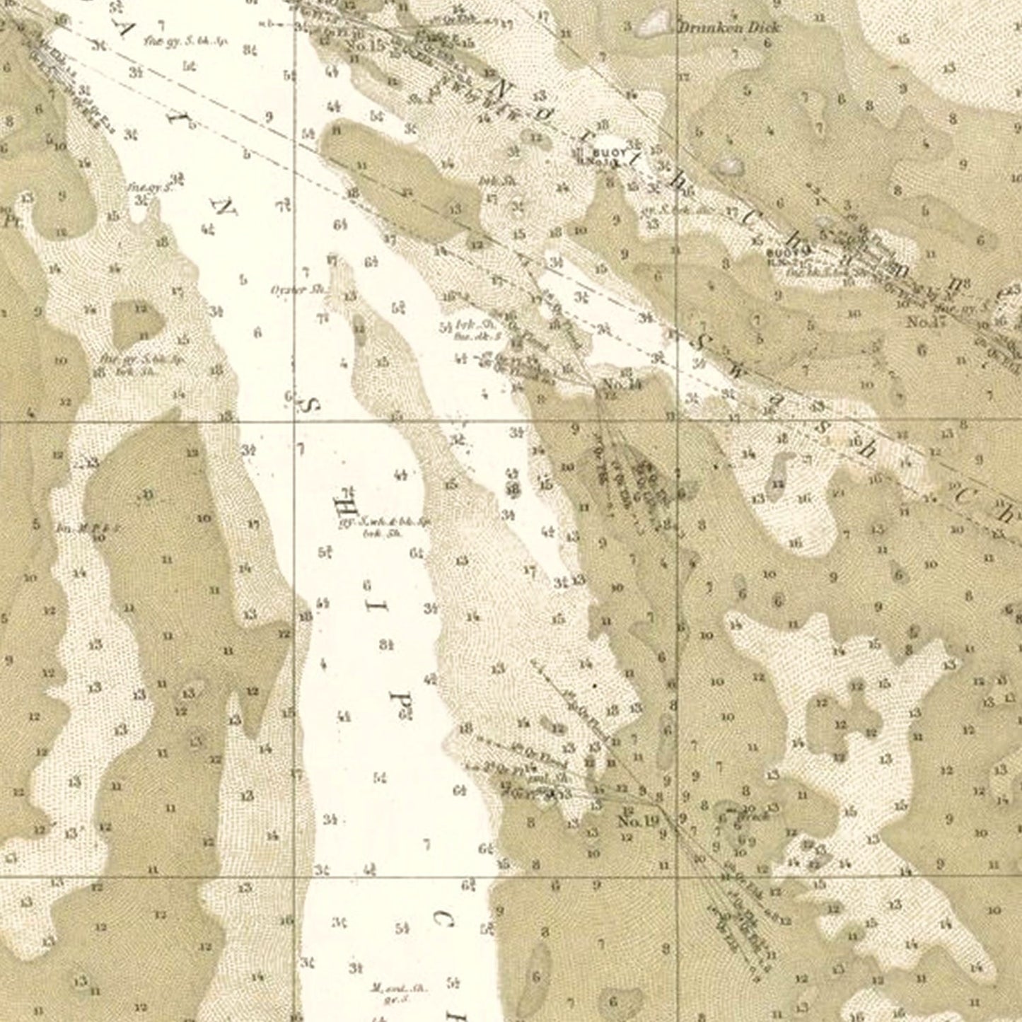 Vintage Charleston Harbor Map, South Carolina, 1864
