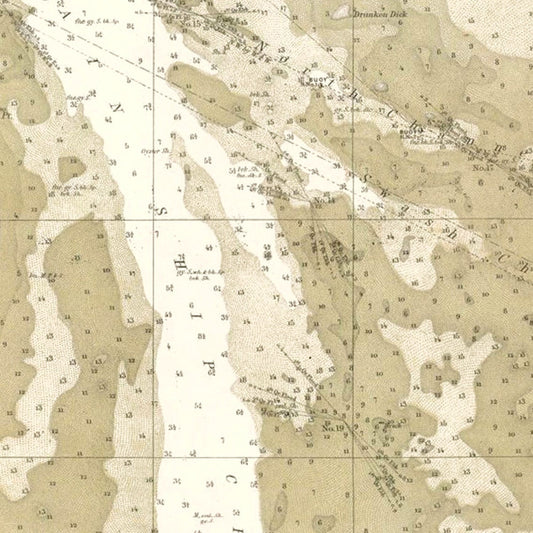 Vintage Charleston Harbor Map, South Carolina, 1864