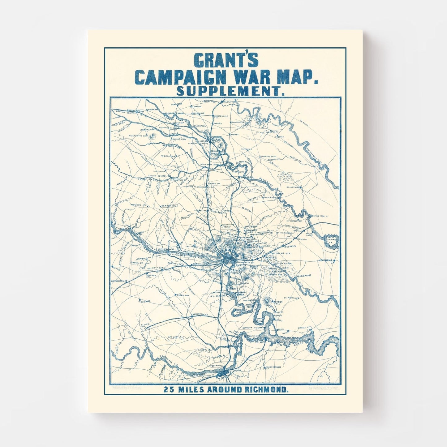 Vintage Nashville Battlefields Map, 1866