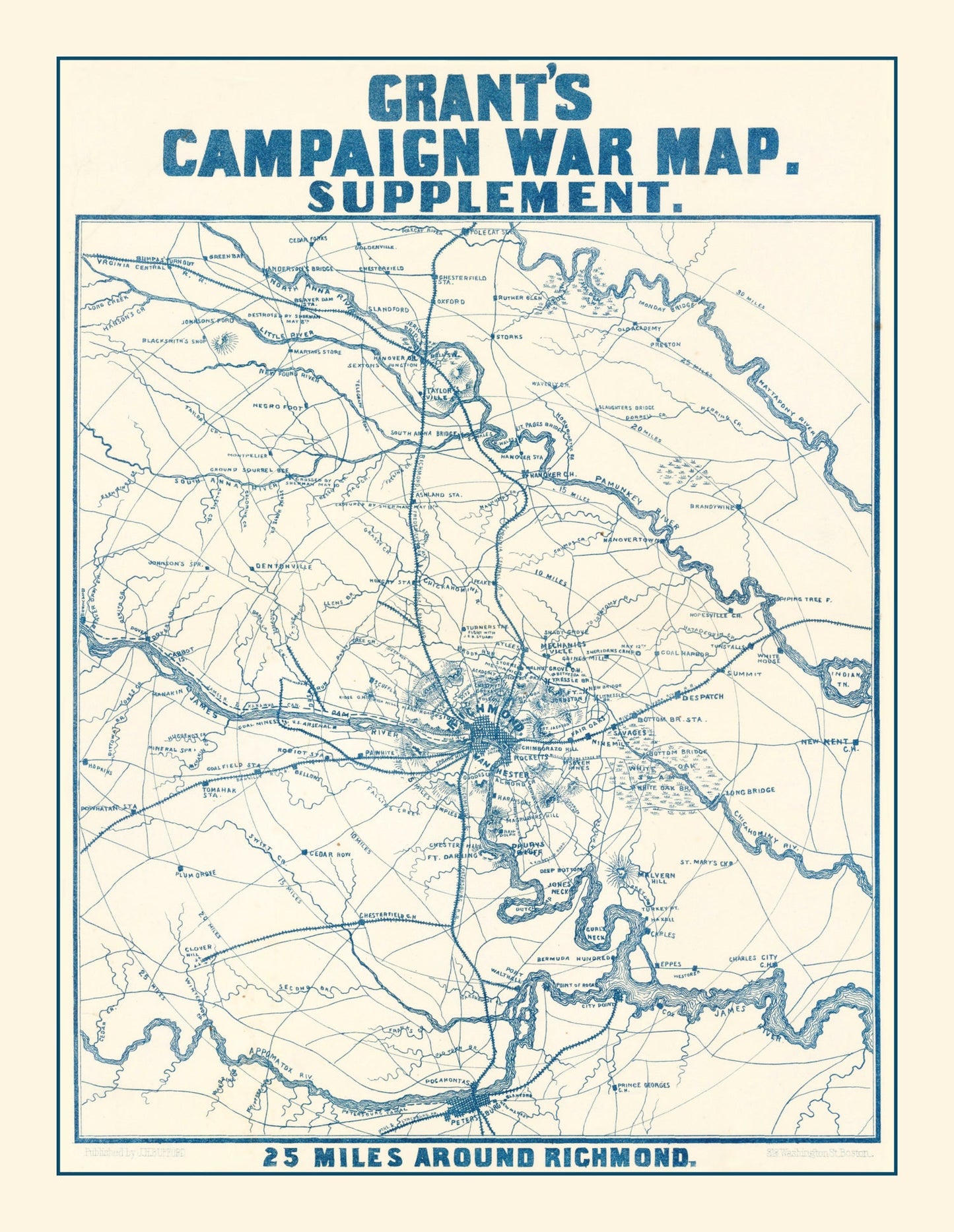 Vintage Nashville Battlefields Map, 1866