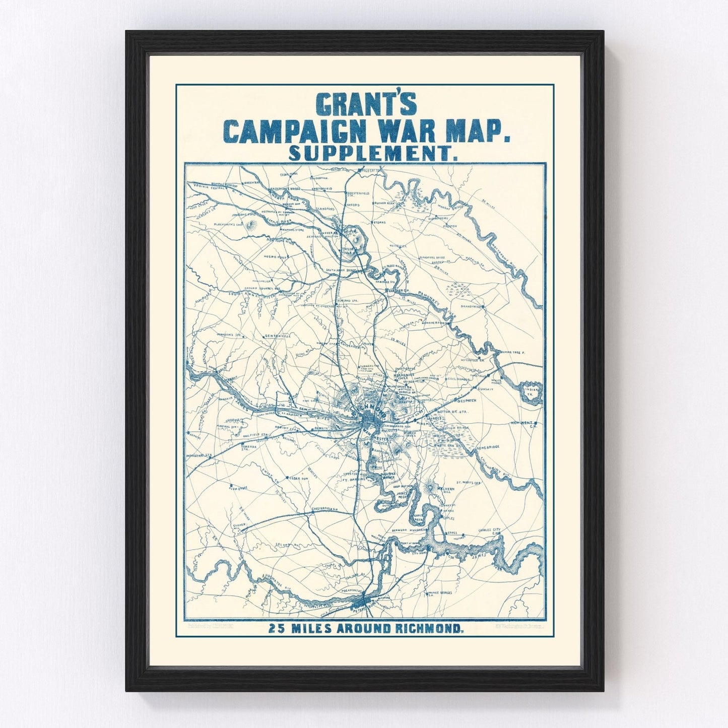vintage Nashville Civil War battlefields map, 1866