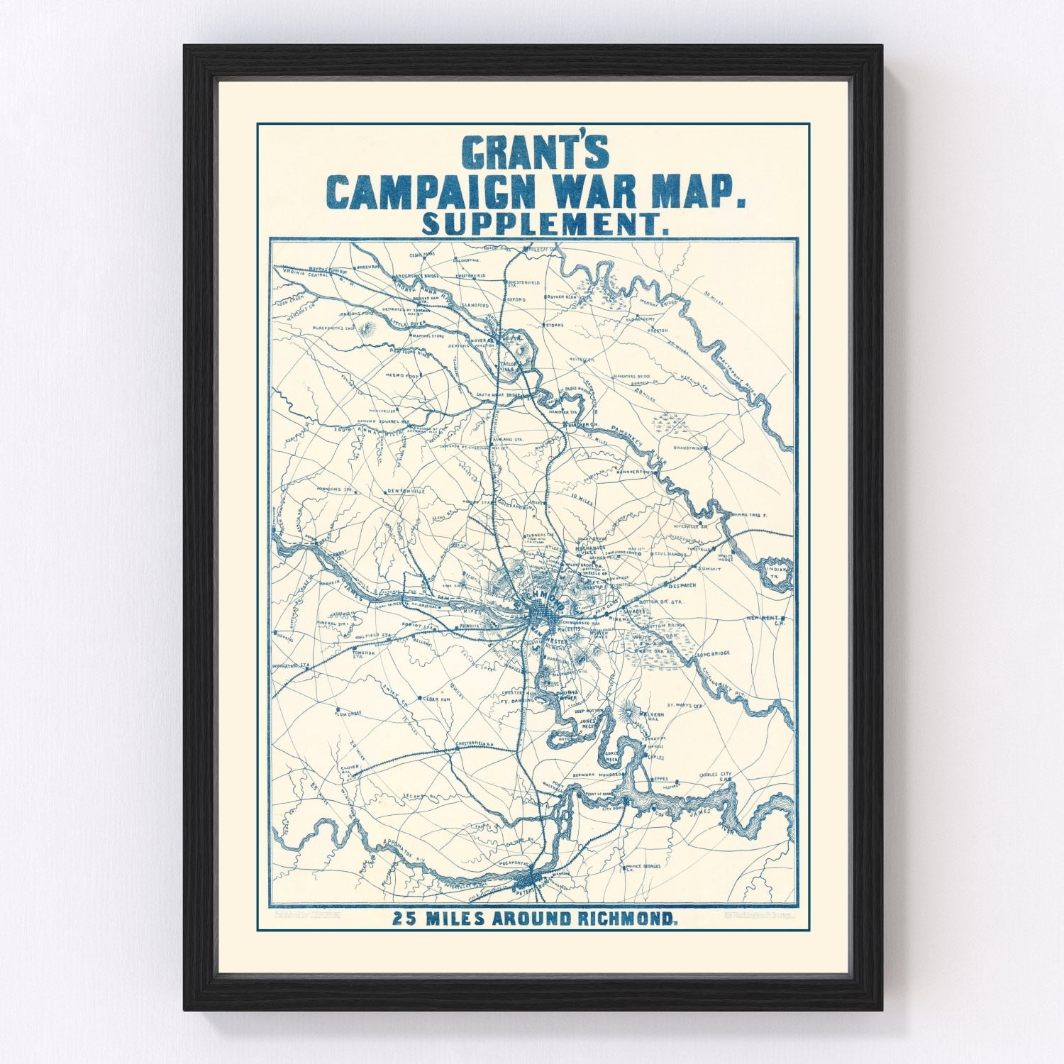 vintage Nashville Civil War battlefields map, 1866