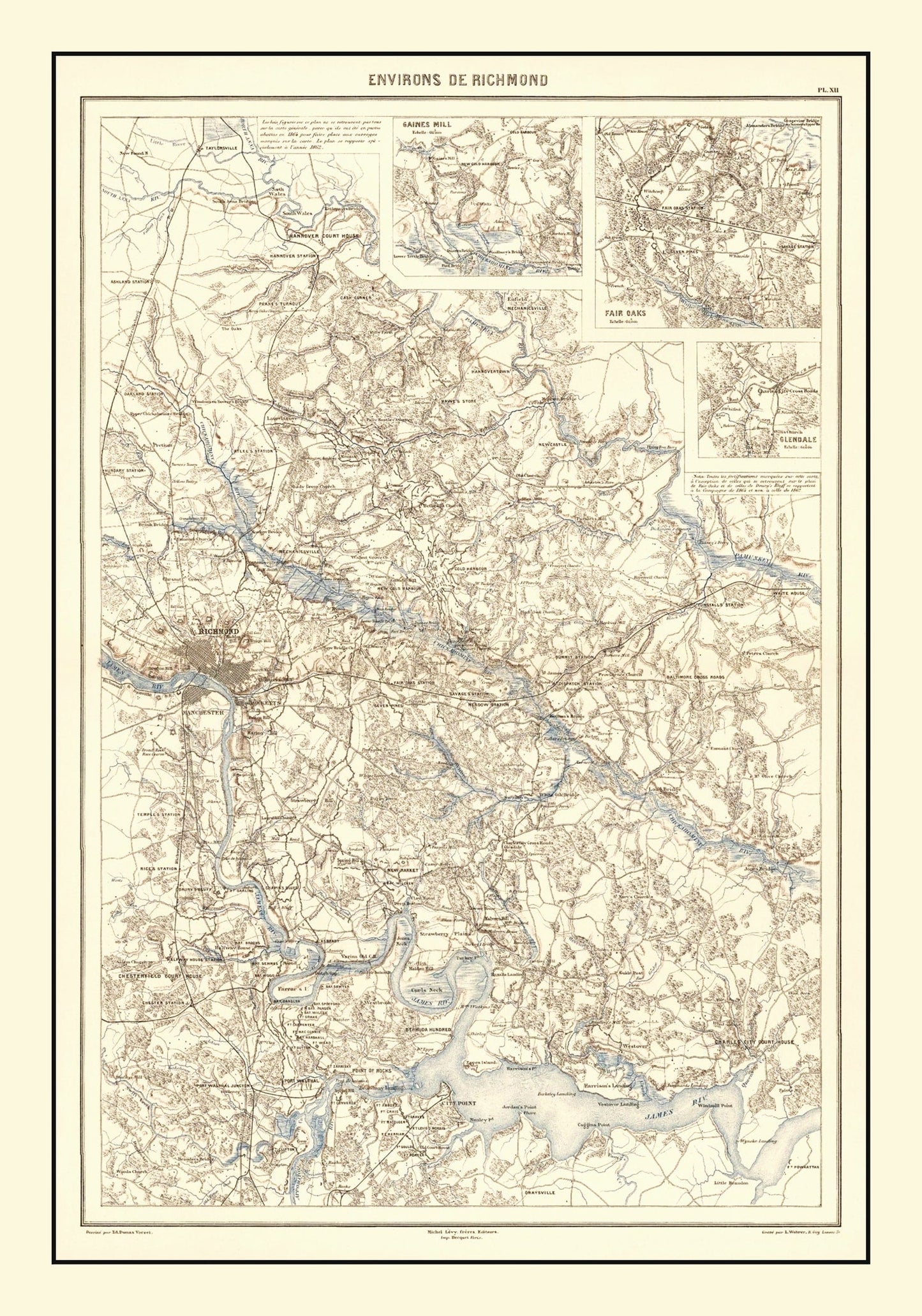 Vintage Map of Richmond, Virginia, 1874