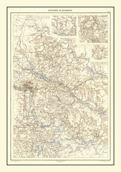 Vintage Map of Richmond, Virginia, 1874