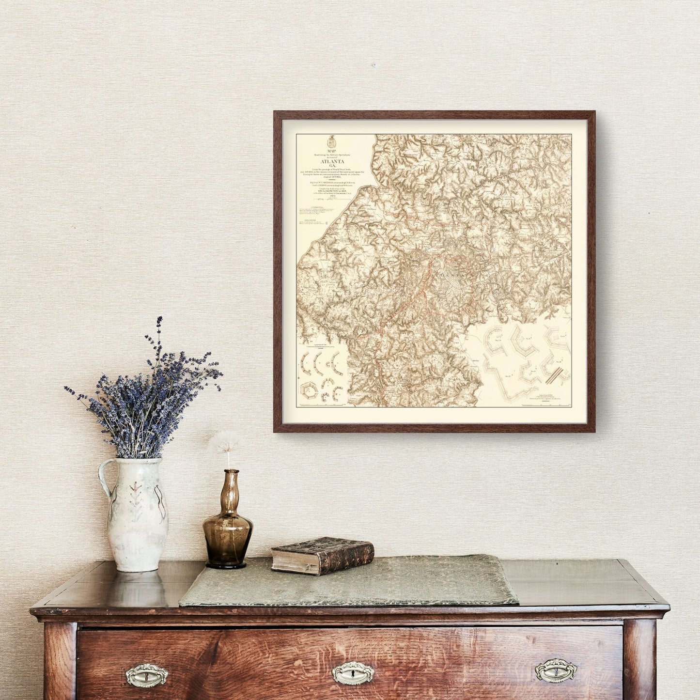 Vintage Map of Military Operations in Atlanta, Georgia, 1875