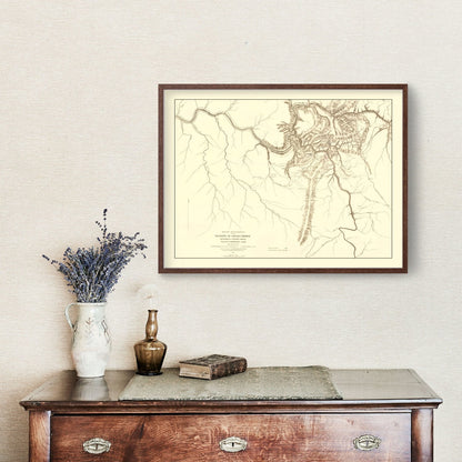 Vintage Gauley Bridge, WV Military Map, 1879