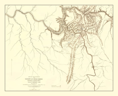 Vintage Gauley Bridge, WV Military Map, 1879