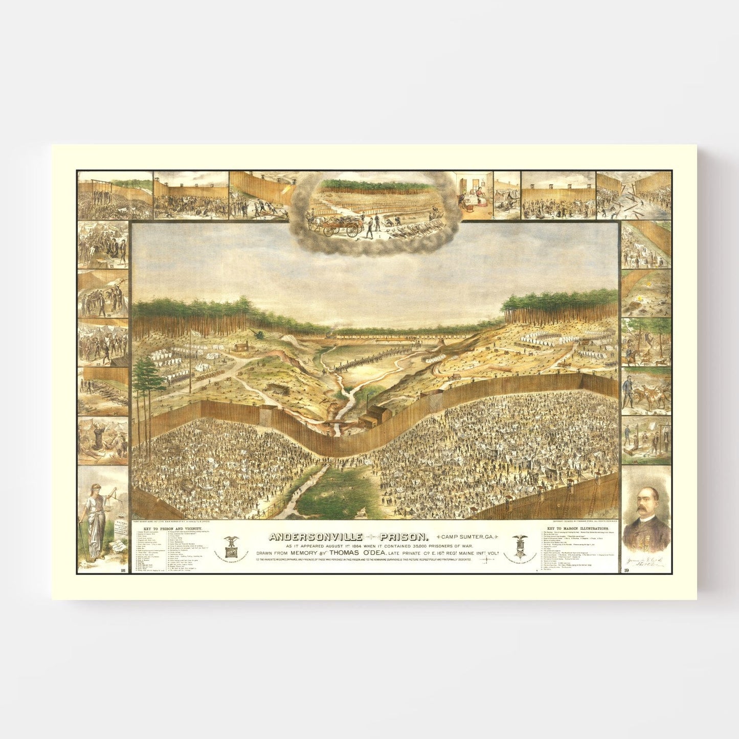 Vintage Map of Andersonville Prison, Georgia, 1885
